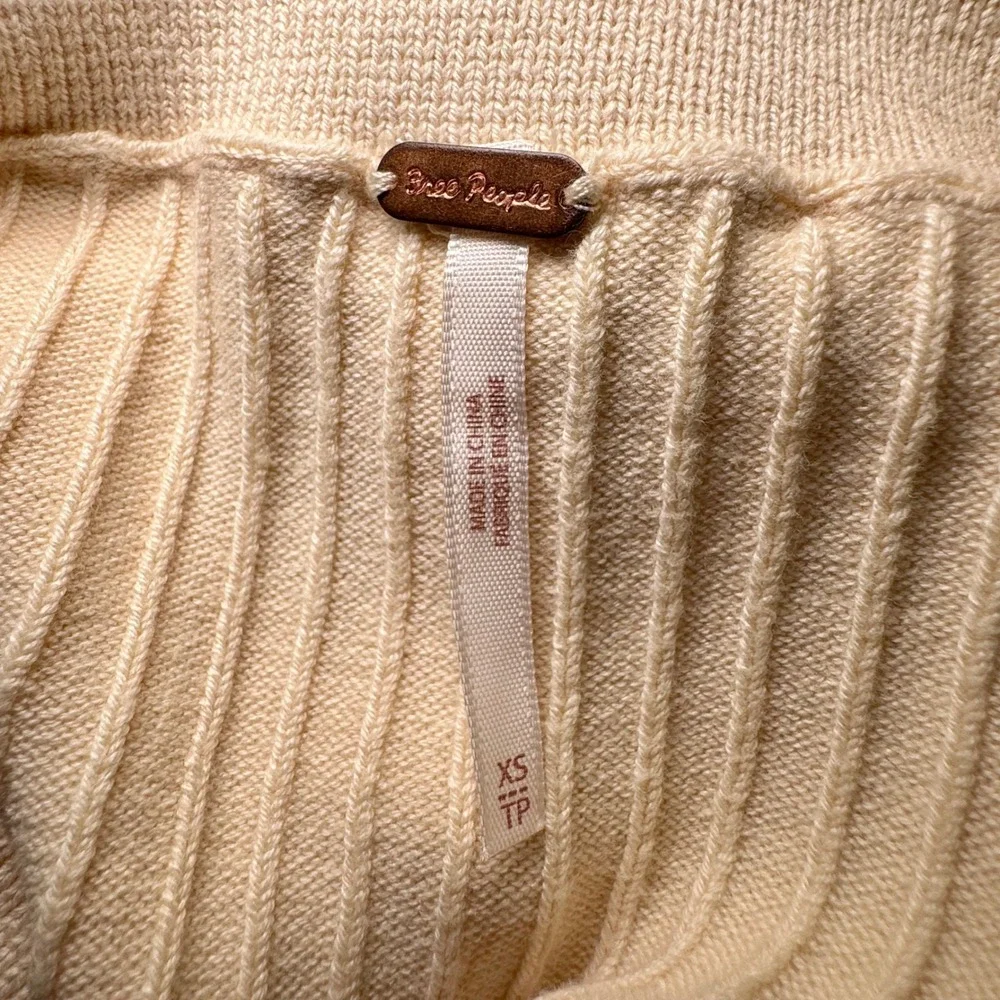 Free People Women Cream Ribbed‎ Knit Mini Skirt Cotton Blend XS
